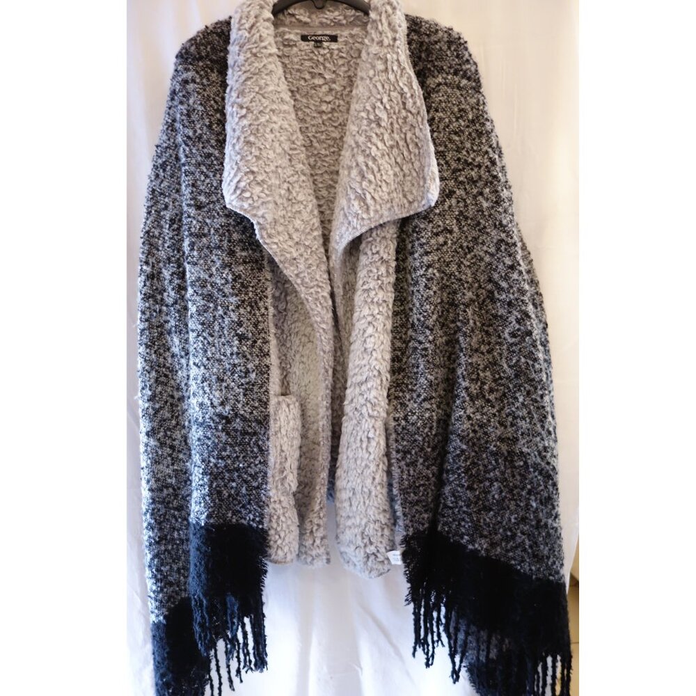👗2/$30👗 George Thick Faux Lamb's Wool Shaggy Fleece Fall/Winter Jacket & Shawl